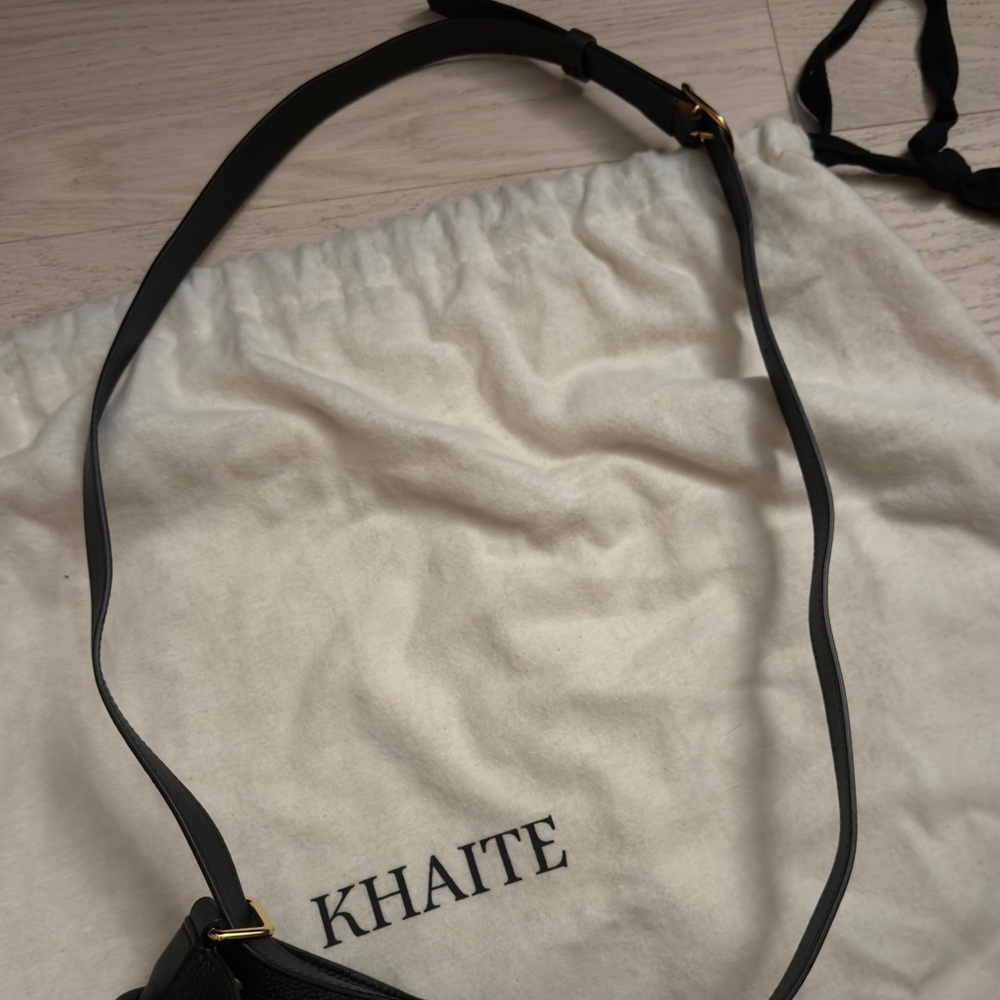 NWT KHAITE Greta Black Leather Drawstring Bag - Picture 14 of 16